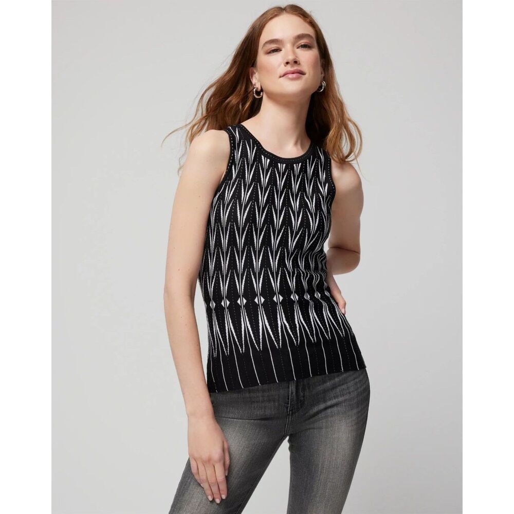 NWOT White House Black Market Black + White Chevron Tank XXS